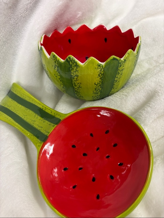 Other - Watermelon Ceramic Spoon Rest and Dip Bowl Set